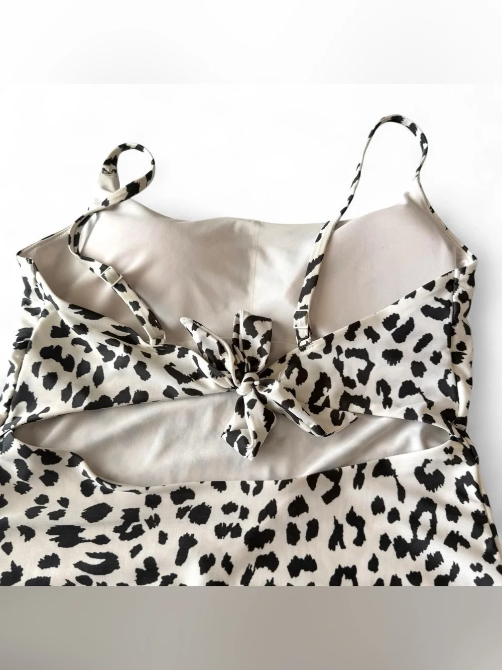 aerie Leopard Print One-Piece Swimsuit in Beige and Black XL